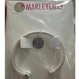 MarleyLilly Monogrammed personalized Cable Bracelet ABN interlocking letters New